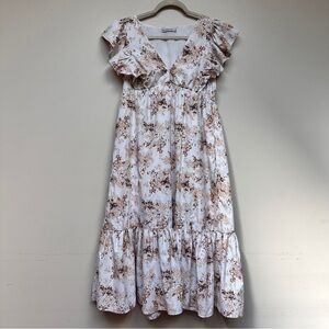 Abercrombie & Fitch Flutter Sleeve Tiered Midi Dress - Size Large Petite